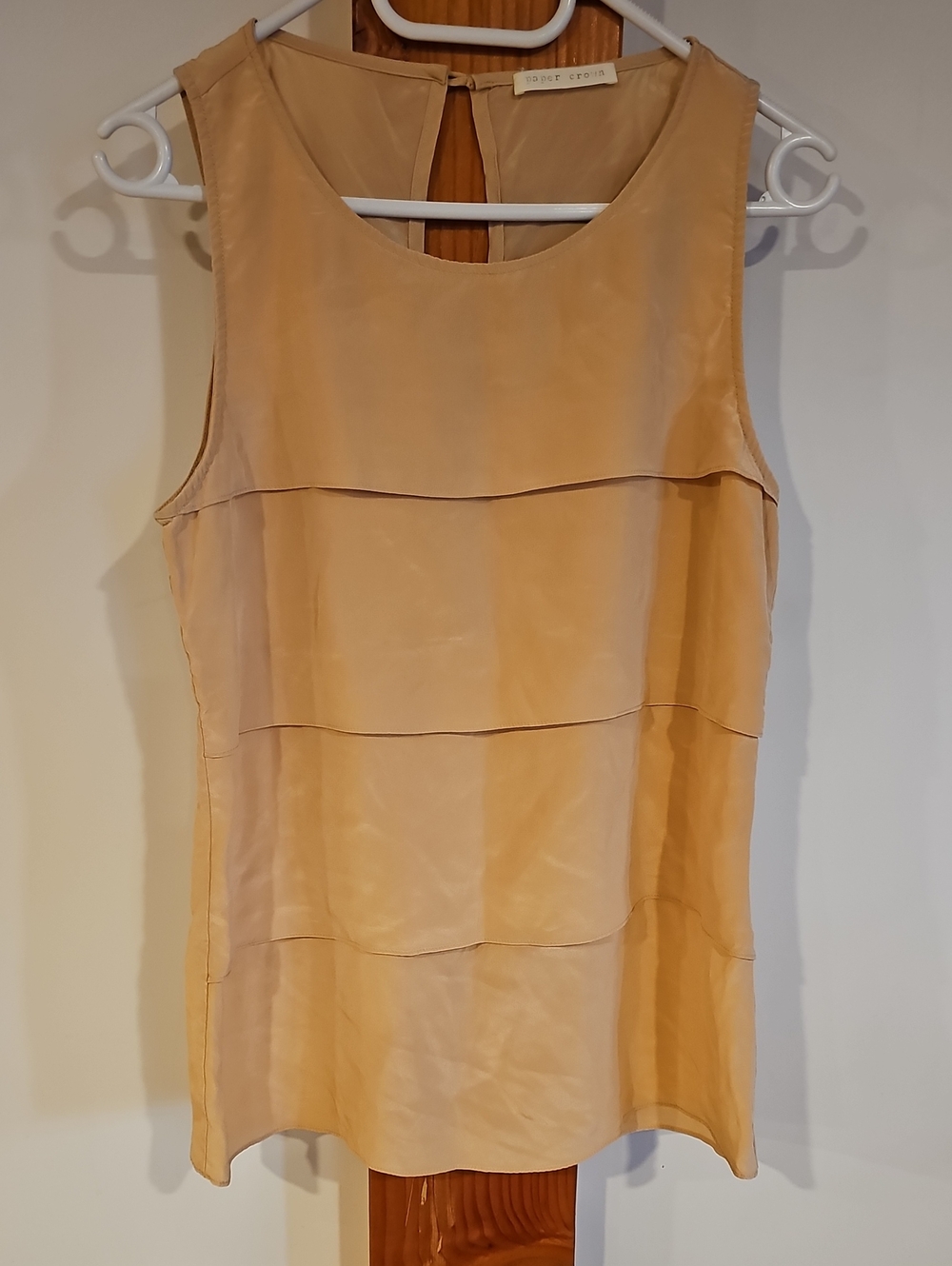 Paper Crown Sleeveless Layered Tank Top - Nude